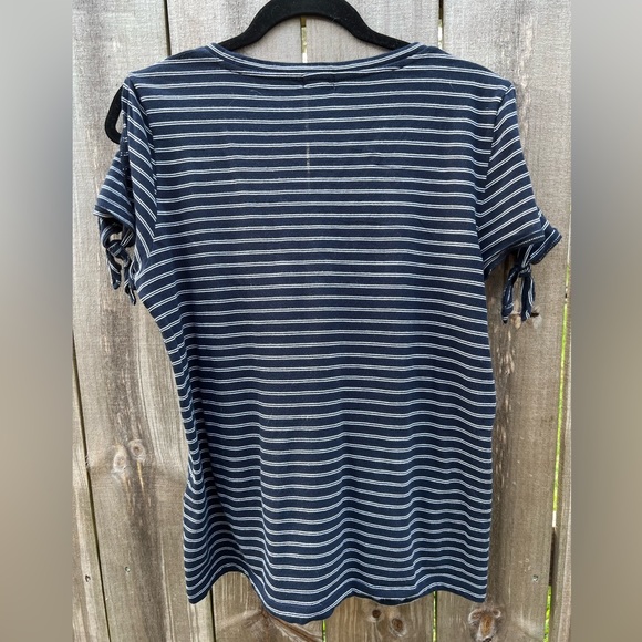 J. Crew Navy & White Striped Tie Sleeve Tee (small) - Picture 3 of 6